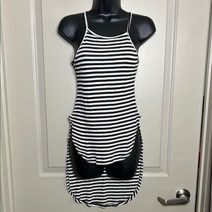 Black & White Striped Sleeveless Dress